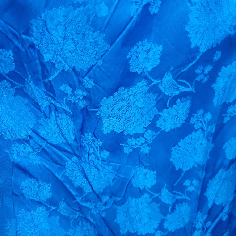 Vintage Blue Floral Satin Formal Dress - Picture 6 of 6